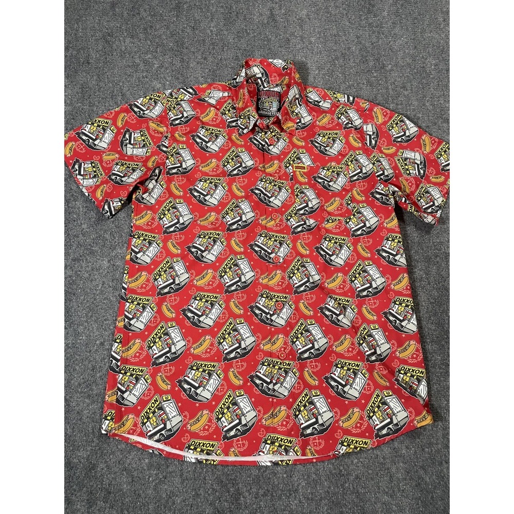 Dixxon Shirt Mens Large Red Sausage Fest Hot Dog Food Truck Button Up Party